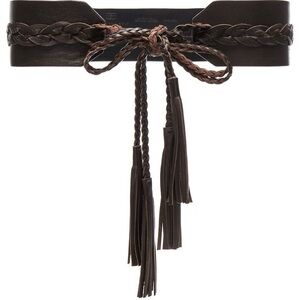 NWT NEW B-LOW THE BELT EMPIRE CINCH WAIST CORSET DARK BROWN BRAIDED LEATHER $125